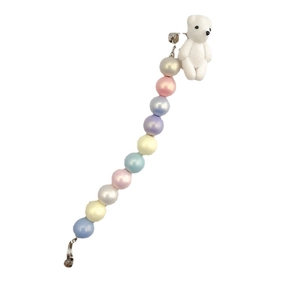 Acrylic candy color macaron bead earrings with cute white flocked bear pendant charm