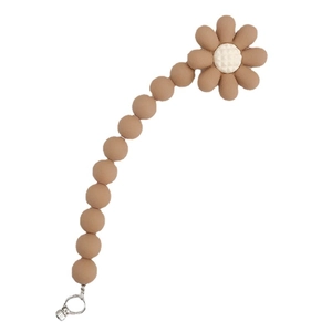 Acrylic beaded strap featuring a brown sunflower and round silicone beads with metal ring