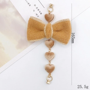 Plush yellow bow and heart chain accessory for DIY jewelry and phone cases, 165mm height