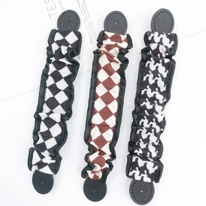 Houndstooth and checkered fabric wristbands with secure circular buckles for DIY crafts