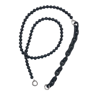 DIY colorful acrylic phone case chain with black faceted beads and chunky link strap
