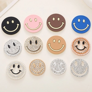 DIY Smiley Face Jewelry Accessories Alloy Rhinestone Artificial Pearl Pendants For Handmade Crafting Phone Case Shoes Bag Decor