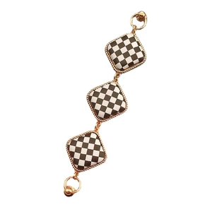 Modern houndstooth square chain link bracelet accessory with gold twisted metal borders