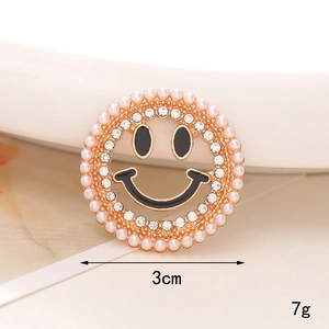 3cm Golden alloy smile face charm with inlaid pearls and crystals for DIY jewelry making