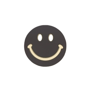 Minimalist black alloy smile charm with pearl and rhinestone DIY accessory for crafts