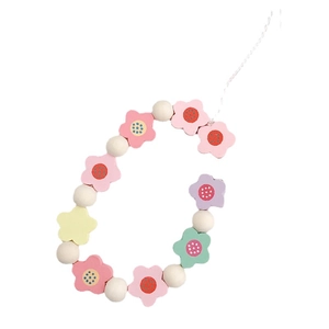 Colorful wooden flower beads phone strap with macaron pastel beads for DIY accessories