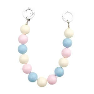 16mm acrylic beaded handbag chain strap with pink and blue beads and spring ring clasps