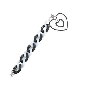 Acrylic black and white heart chain strap for phone cases and DIY accessory charms