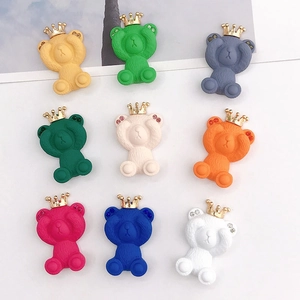 Breloques Ours à Couronne en Alliage de Zinc DIY Avec Strass Pour Création de Bijoux Coque de Téléphone Décoration de Chaussures