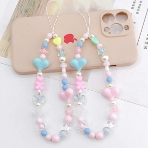 Cordini per cellulare con perline cuore macaron e orsetto per cover DIY