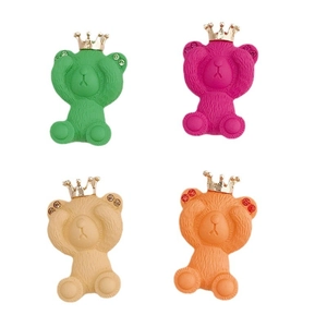 Breloques ours à couronne DIY en vert, rose, beige et orange avec strass et texture