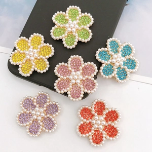 Colgante DIY de Aleación con Diamantes de Imitación para Funda de Móvil Zapatos Decoración Floral con Perlas Artificiales para Creación de Joyas de Mujer