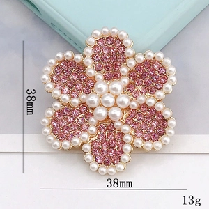 Colgante de flor con strass rosa y perlas 38mm para fundas de móvil y bricolaje