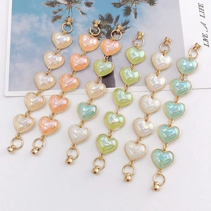 Colorful acrylic heart charm phone strap with gold metal clasp in macaron pastel colors