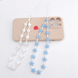 Star Beaded Phone Lanyard For Women Sweet Resin Star Shape Mobile Phone Strap Anti-Drop String Fashion Hand Rope Accessories