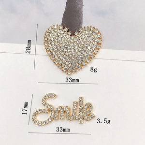 Sparkling rhinestone heart and Smile charms for DIY phone cases and shoe accessories