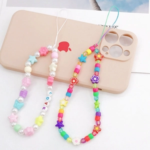 Colorful handmade LOVE letter beaded phone charms with butterfly and star accents