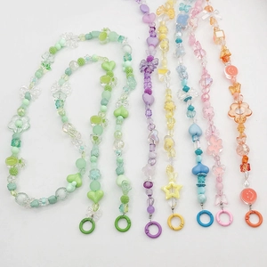 Catena a Tracolla Colorata di Perline Borsa Custodia per Cellulare Tracolla per Donna Plastica Resina Motivo Cuore Stella