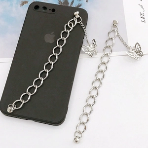 Silver metal double-layer butterfly chain for phone cases and shoes DIY accessories