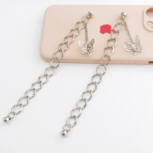 Silver metal double-layered butterfly chain accessories for phone cases and DIY shoes