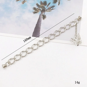 Silver metal double-layer butterfly chain for phone or shoes, length 160mm, weight 14g