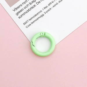 Pastel green 20mm round spring gate ring for DIY keychains and bag accessories