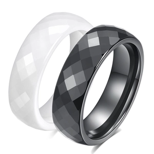 Minimalistische Gefacetteerde Keramische Ring Voor Heren Dames Eenvoudige Gepolijste Geometrische Koppel Ring Sieraden Cadeau