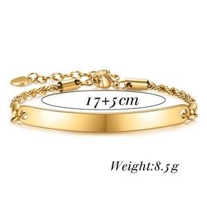 Polished 5mm curved bar bracelet with twisted chain, 17+5 cm length, 8.5g weight detail