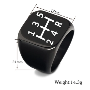Dimensioni dettagliate dell'anello punk quadrato 18mm con motivo del cambio inciso al laser