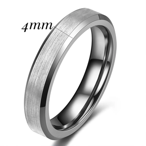 Detail of 4mm brushed stainless steel ring with polished chamfered edges and matte finish