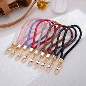 Handmade Braided Faux Leather Wristband Phone Strap Anti-lost Wrist Lanyard With Metal Lobster Clasp Fashion Pendant Gift
