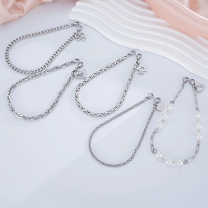 Creative Stainless Steel Artificial Pearl Spliced Phone Chain Heart Star Bowtie Pendant Anti-lost Phone Strap Handbag Charm Jewelry