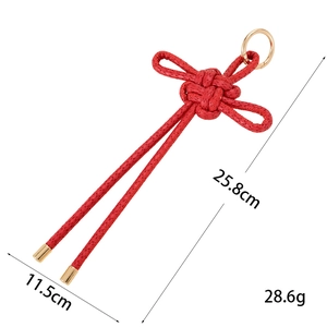 Pendentif noeud chinois rouge fait main avec anneau doré pour sac et téléphone, 25,8 cm