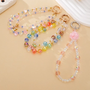 Rainbow beaded phone charms with luxury cherry and lion pendants for women