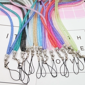 Sparkling crystal mesh cell phone lanyard necklace available in various vibrant colors