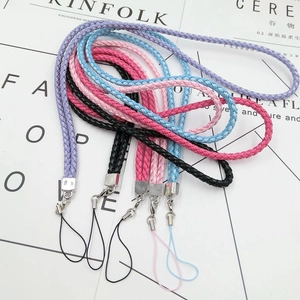 Colorful braided neck lanyards for ID badges in purple, blue, pink, red and black