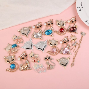 Sparkling fox and crown cat charms with rhinestones for DIY jewelry making