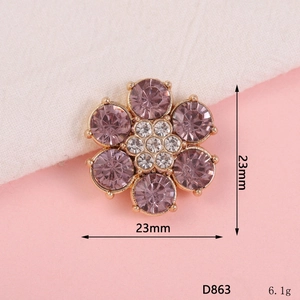 Detailed view of 23mm purple rhinestone flower pendant with central white crystal gems