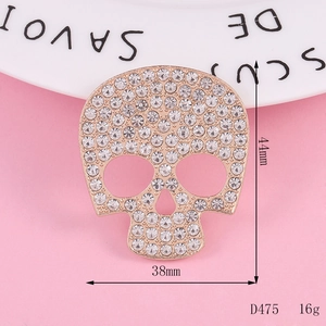 Detailansicht der 44mm Roségold-Totenkopf-Brosche mit Strasssteinen auf rosa Hintergrund