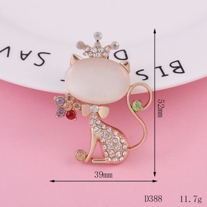 Sparkling fox and cat head brooch with opal stone and colorful rhinestones for DIY crafts