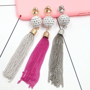 DIY Alloy Rhinestone Tassel Pendant For Phone Case Bag Jewelry Making Accessories Luxurious Long Metal Chain Tassel Decoration