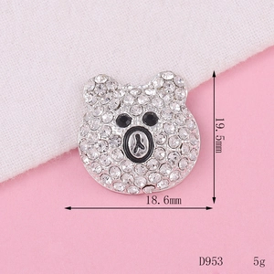 Sparkling DIY silver teddy bear charm with crystal rhinestones and size measurements