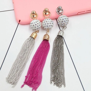 Three elegant crystal tassel pendants in silver, rose red and metallic grey finishes