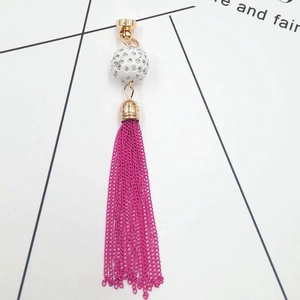DIY mobile case accessory featuring rose red metal chain tassel with crystal pave bead