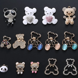 DIY Bear Panda Alloy Pendants Rhinestone Artificial Pearl Enamel Charms For Phone Case Shoes Jewelry Making Accessories Gift