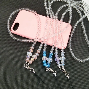 Universal long phone lanyard featuring crystal beads and durable lobster clasp details