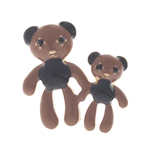 Golden bear set with brown enamel finish and small rhinestones for DIY accessories