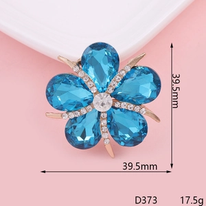 Charm fleur bleue avec cristaux et base en alliage doré pour bijoux DIY