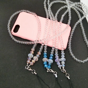 Universal Beaded Phone Lanyard Synthetic Crystal Polished Beads Anti-Drop Neck Strap For Phone Case ID Badge Holder Women Fashion Accessory