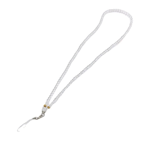 Universal transparent beaded phone lanyard with gold accents and silver lobster clasp